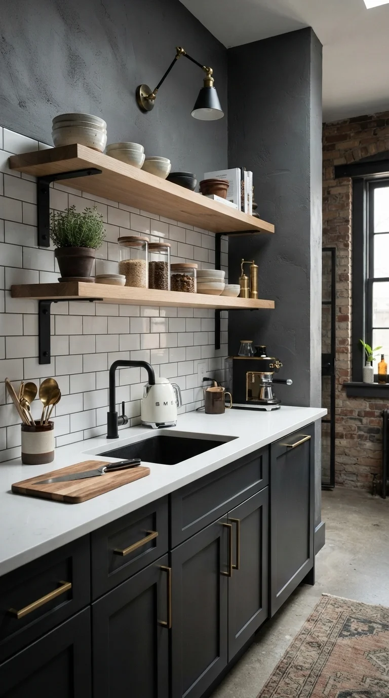 2. Matte Black Industrial Brackets