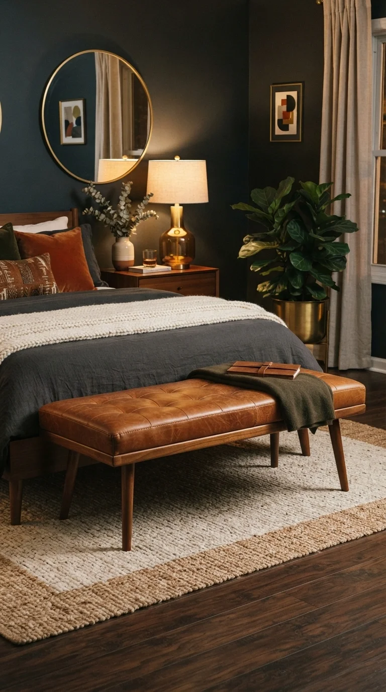 2. Mid-Century Leather Tapered Legs