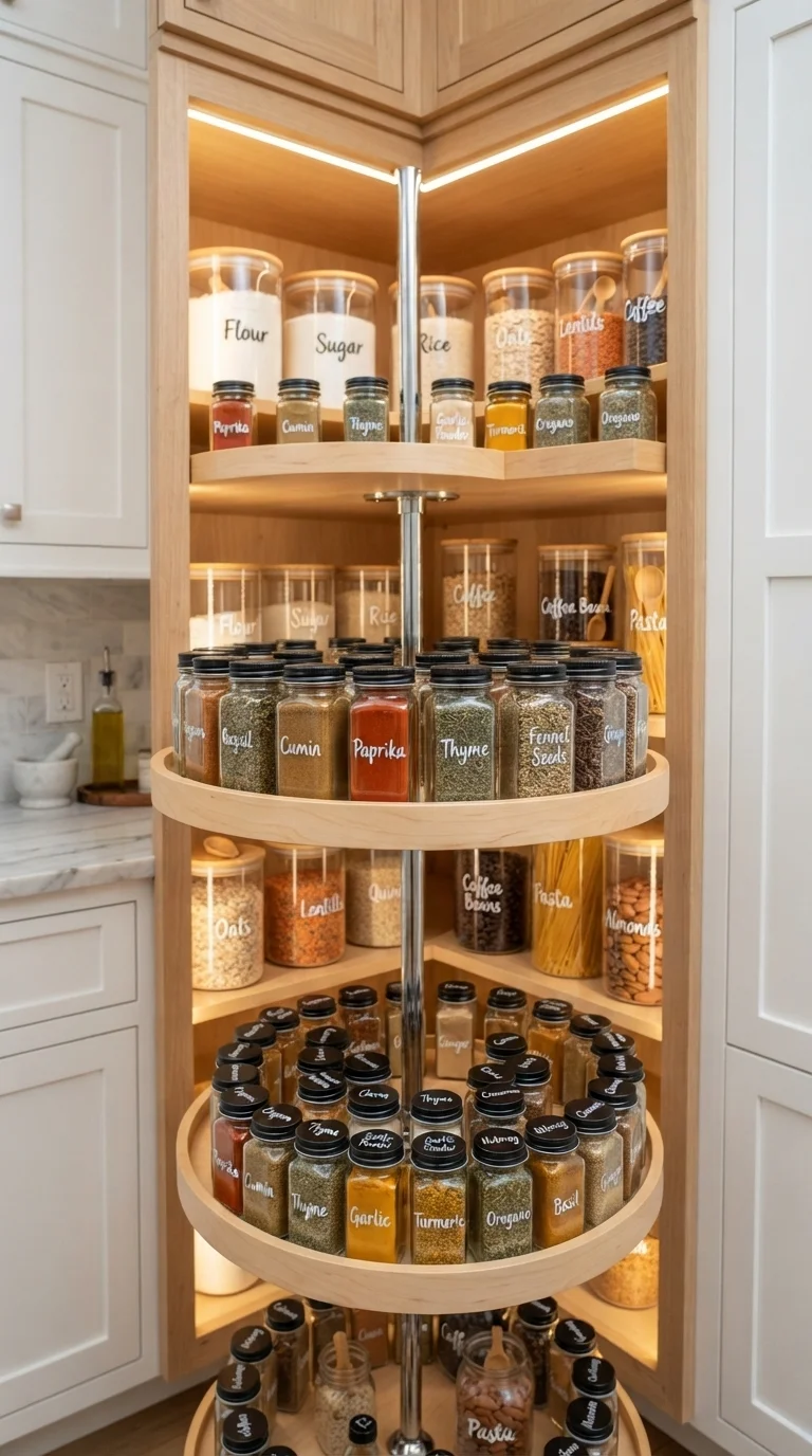2. Rotating Lazy Susan Corner Shelving