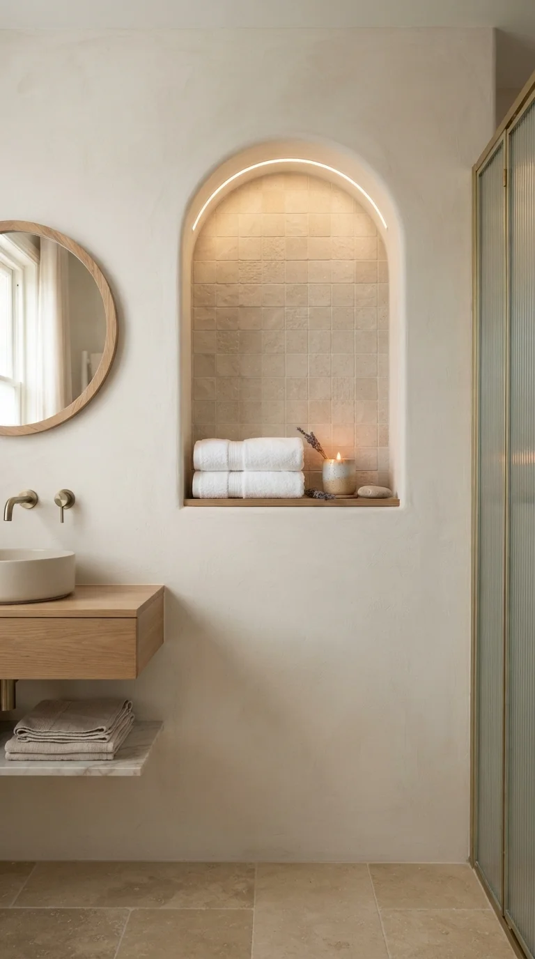 3. Arched Recessed Shelving Units