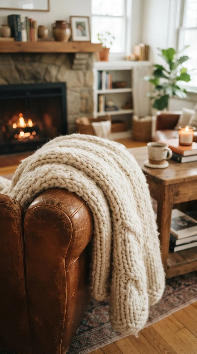 3. Chunky Knit Textiles for Depth