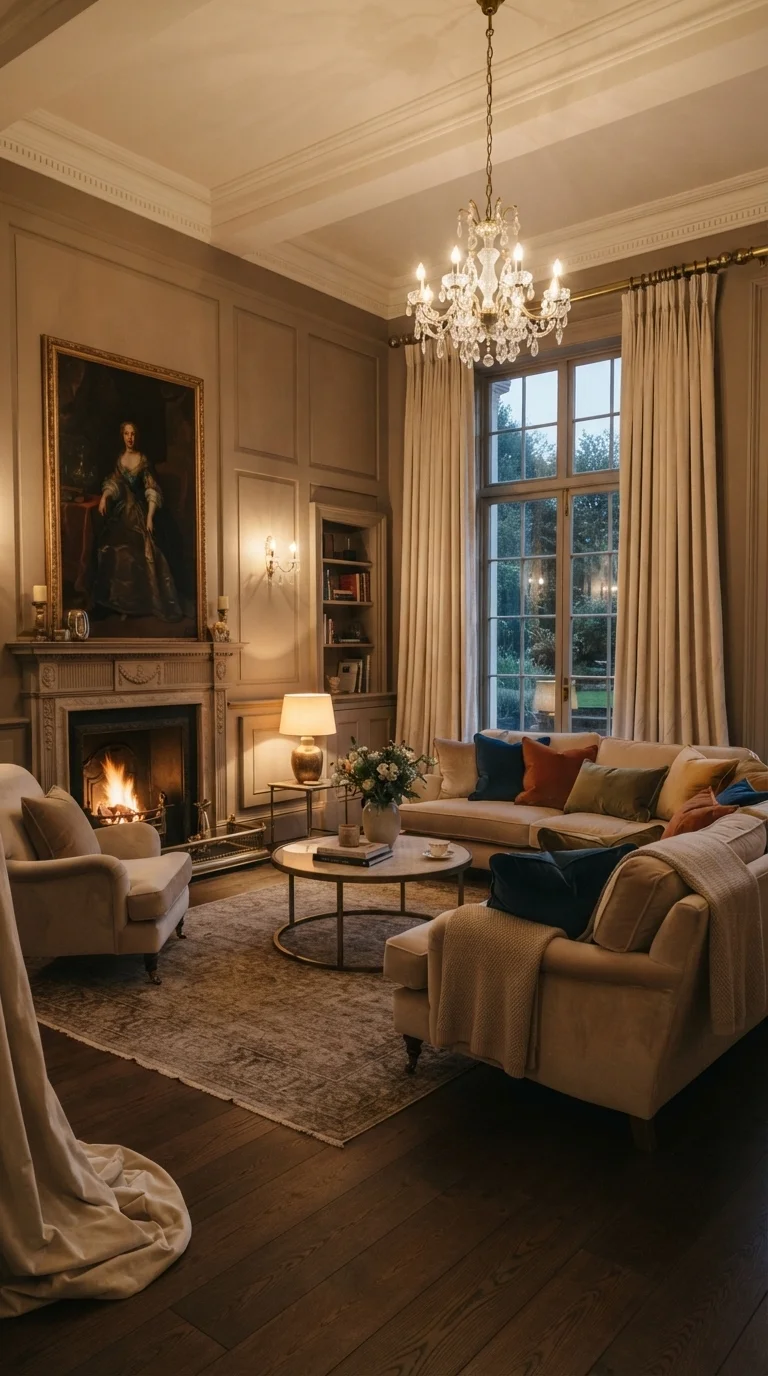 11 Cream Living Room Curtain Ideas 2026 3. Floor-to-Ceiling Velvet for Dramatic Luxury
