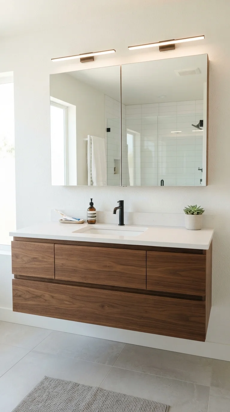 3. Hidden Storage and Minimalist Vanities