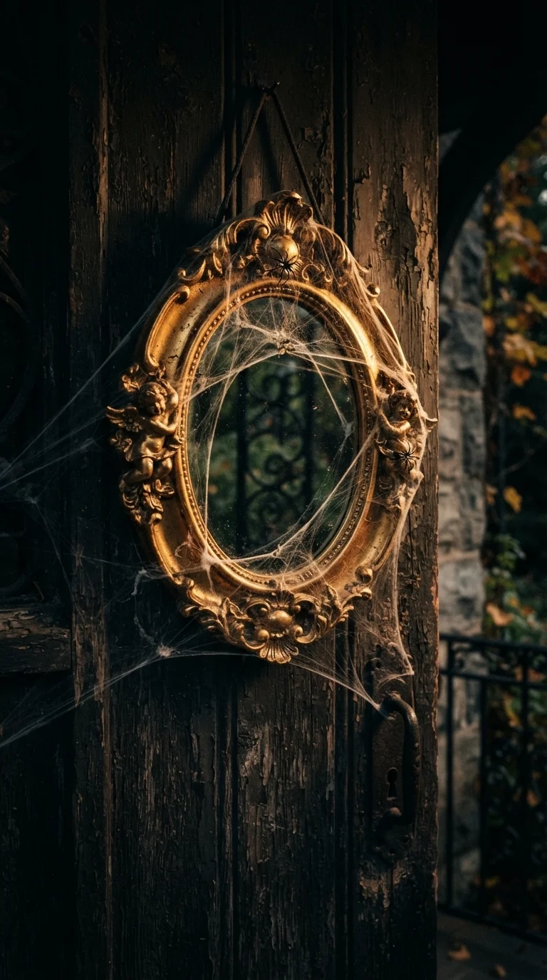 3. Miniature Gothic Mirror with Faux Spiderwebbing