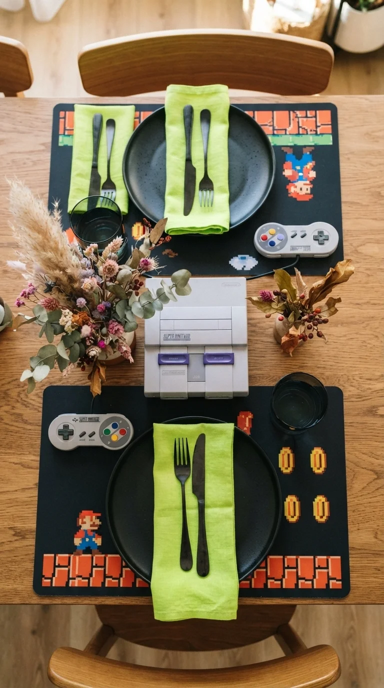 3. Retro Arcade-Inspired Dining Table