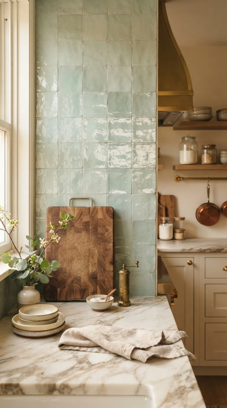 3. Statement Backsplash Tiles with Texture