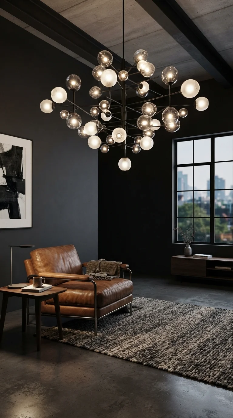 9 Modern Living Room Remodel Ideas 2026 3. Statement Sculptural Lighting