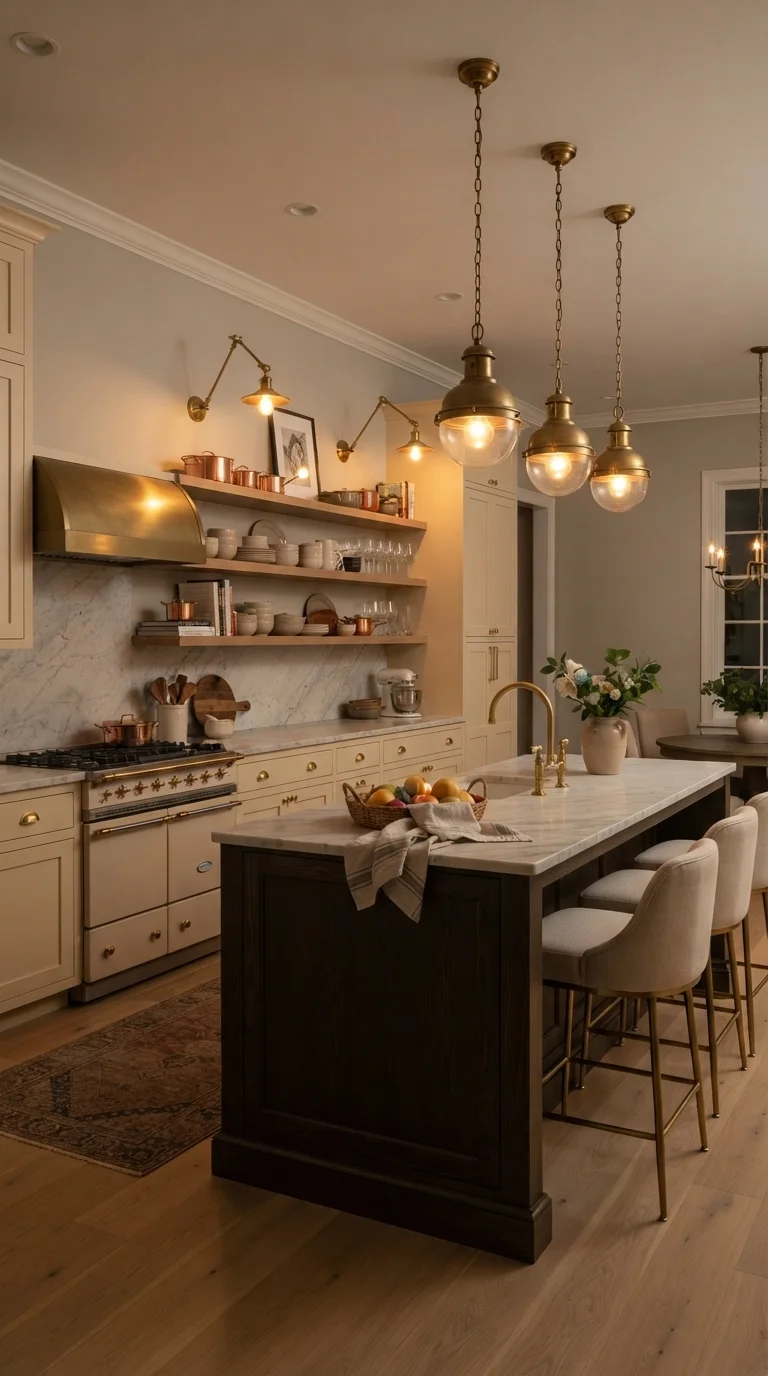 4. Ambient Lighting with Brass Accents
