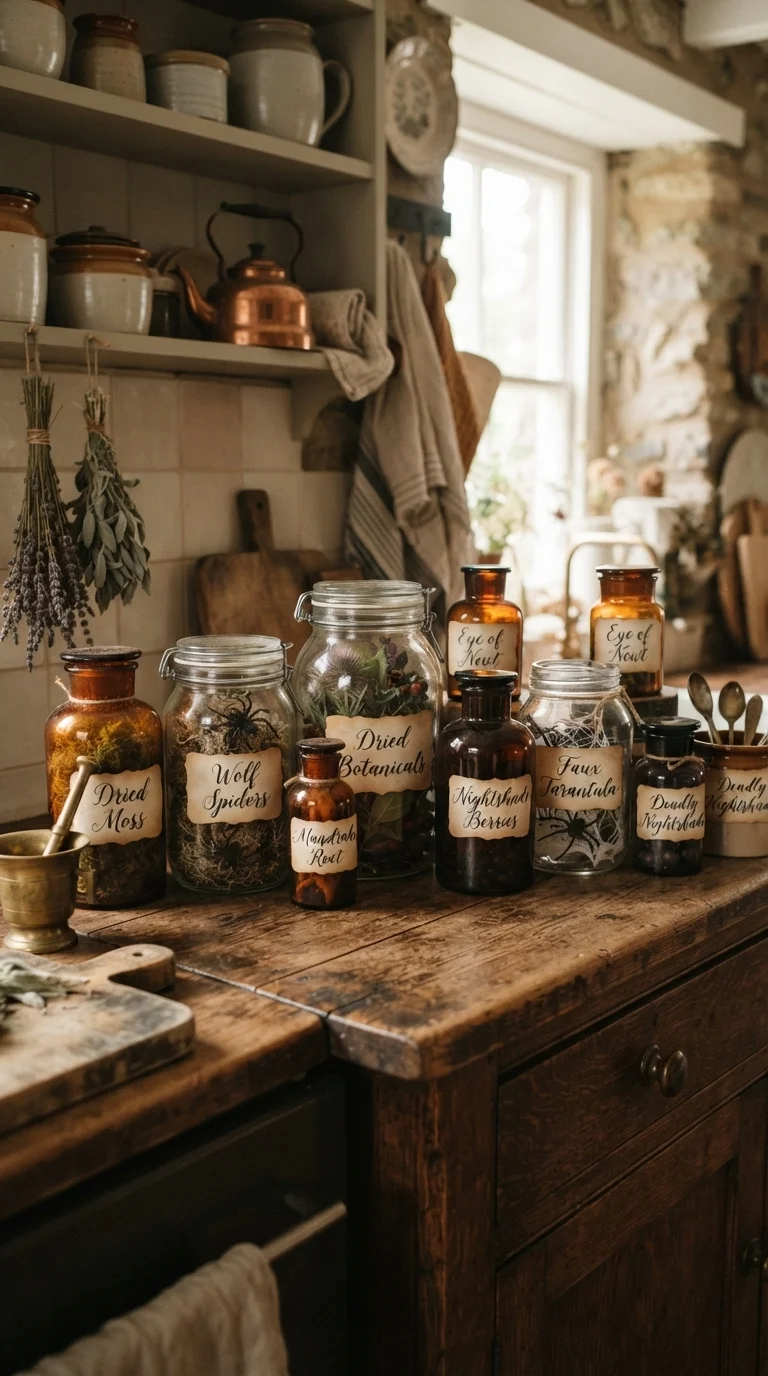 4. Apothecary-Style Glass Jar Displays