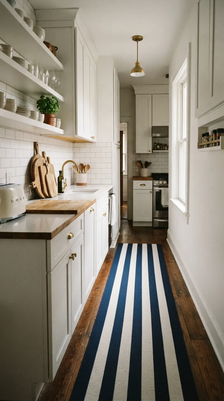 4. Bold Striped Runners to Elongate Space