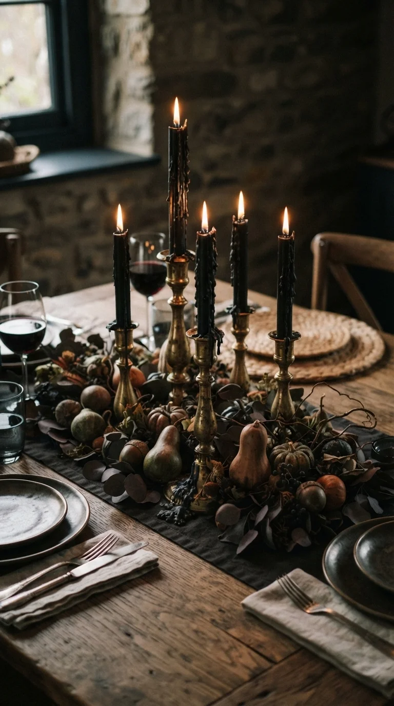 4. Brass Candlesticks with Taper Candles