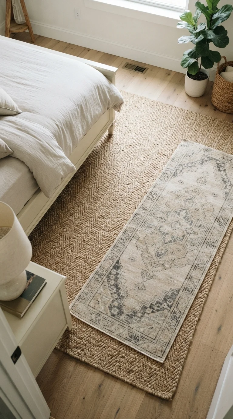 12 Summer Bedroom Decor Ideas 2026 Cozy Bedroom Inspo 4. Layer Natural Jute and Sisal Rugs