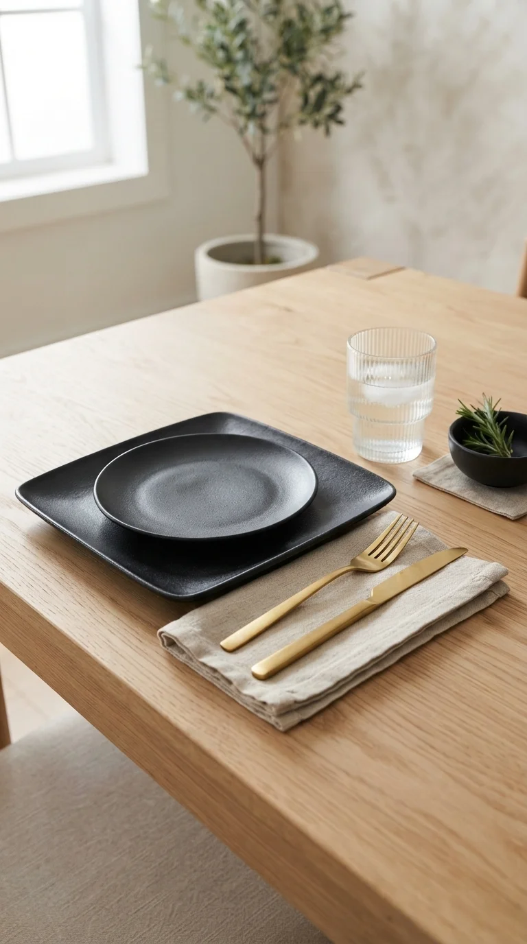 4. Matte Black Tableware Contrast