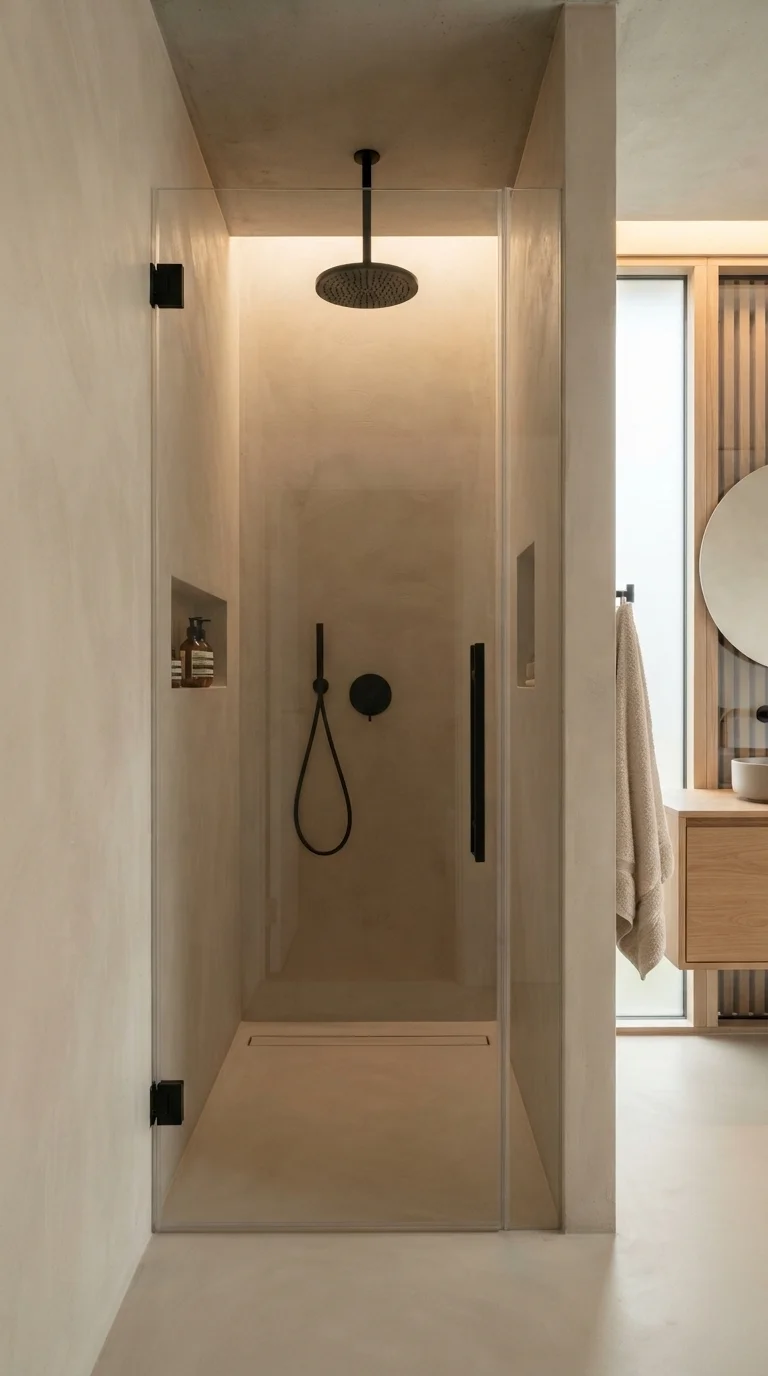 4. Matte Greige Micro-Cement Finishes