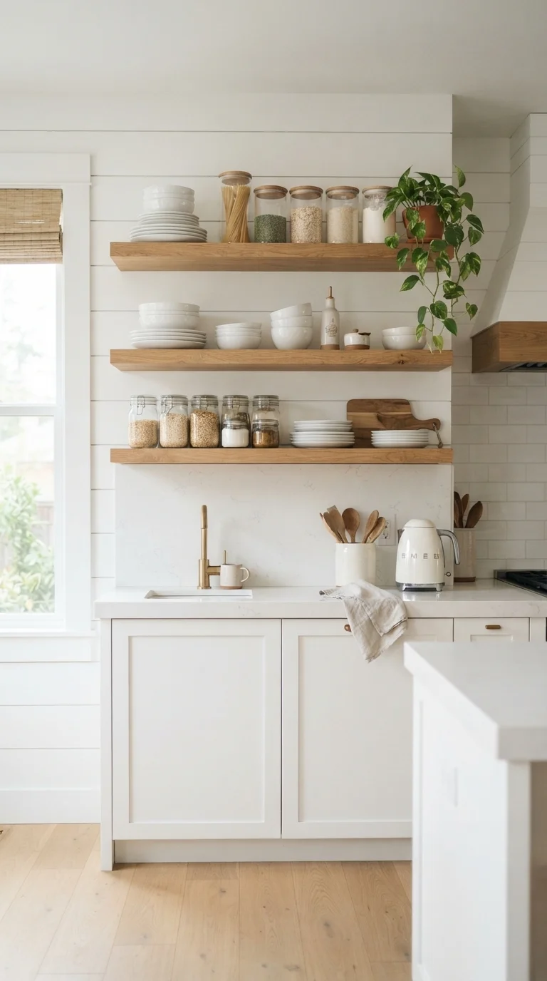 4. Replacing Upper Cabinets with Open Shelving