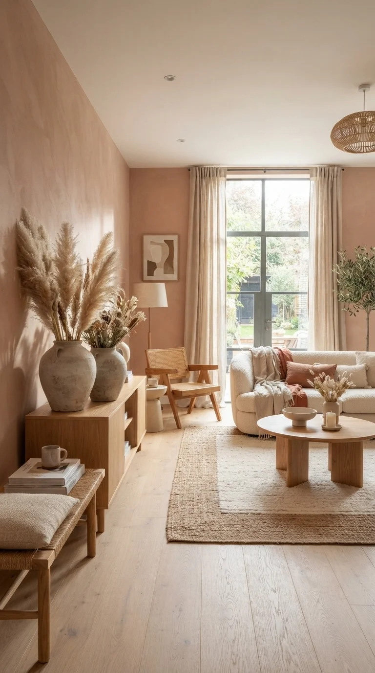 12 Boho Living Room Ideas 2026 Vintage 4. Terracotta and Clay Earthy Palettes