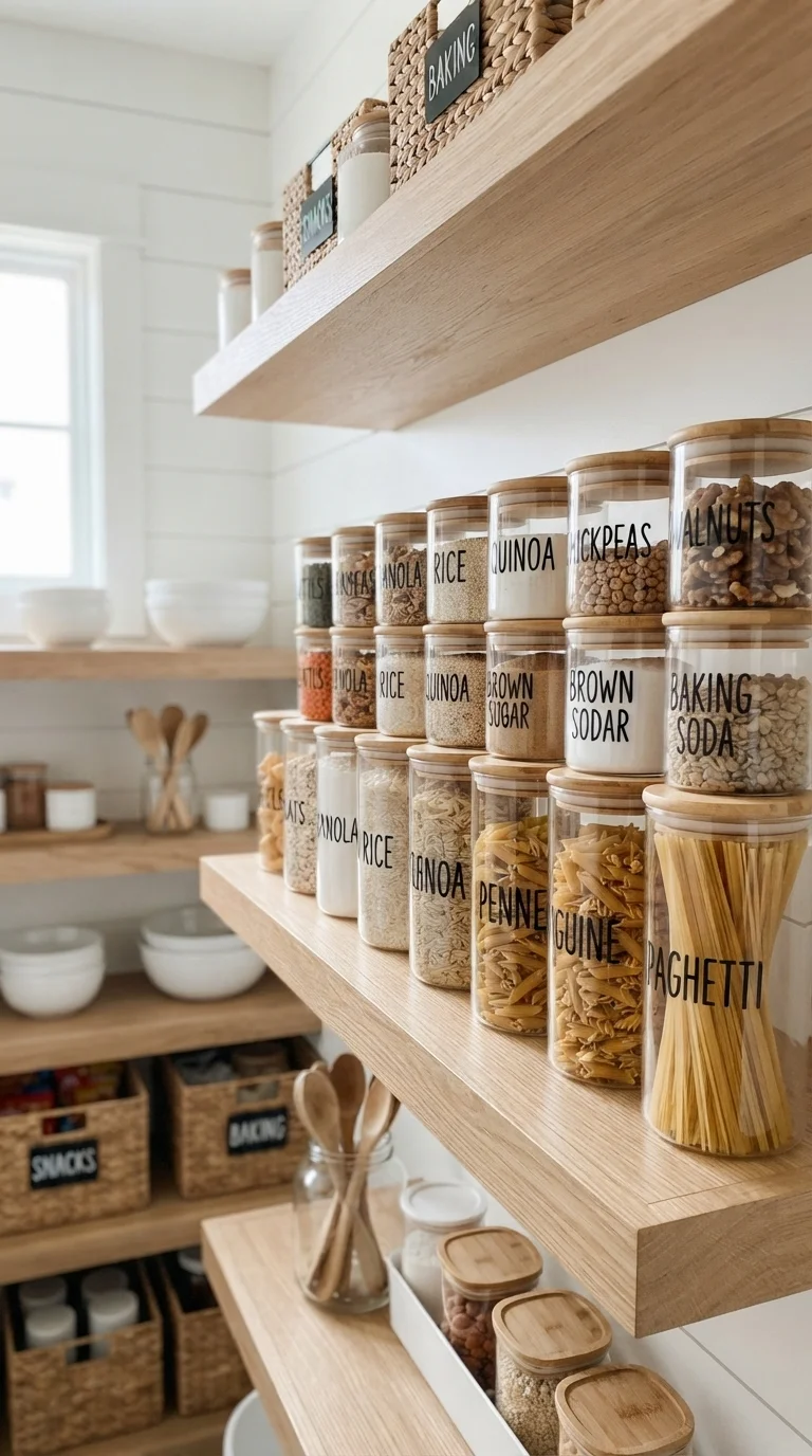 4. Use Uniform Glass Canisters for Visual Calm