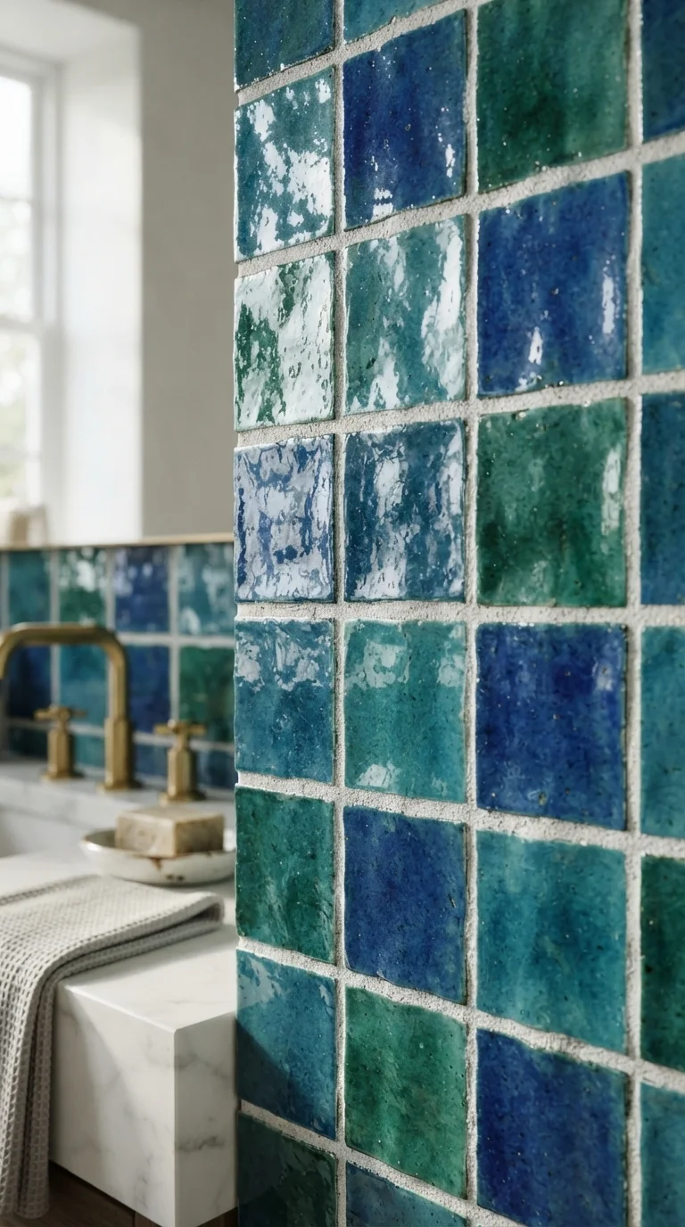 4. Utilize Soft Blue Zellige Wall Tiles
