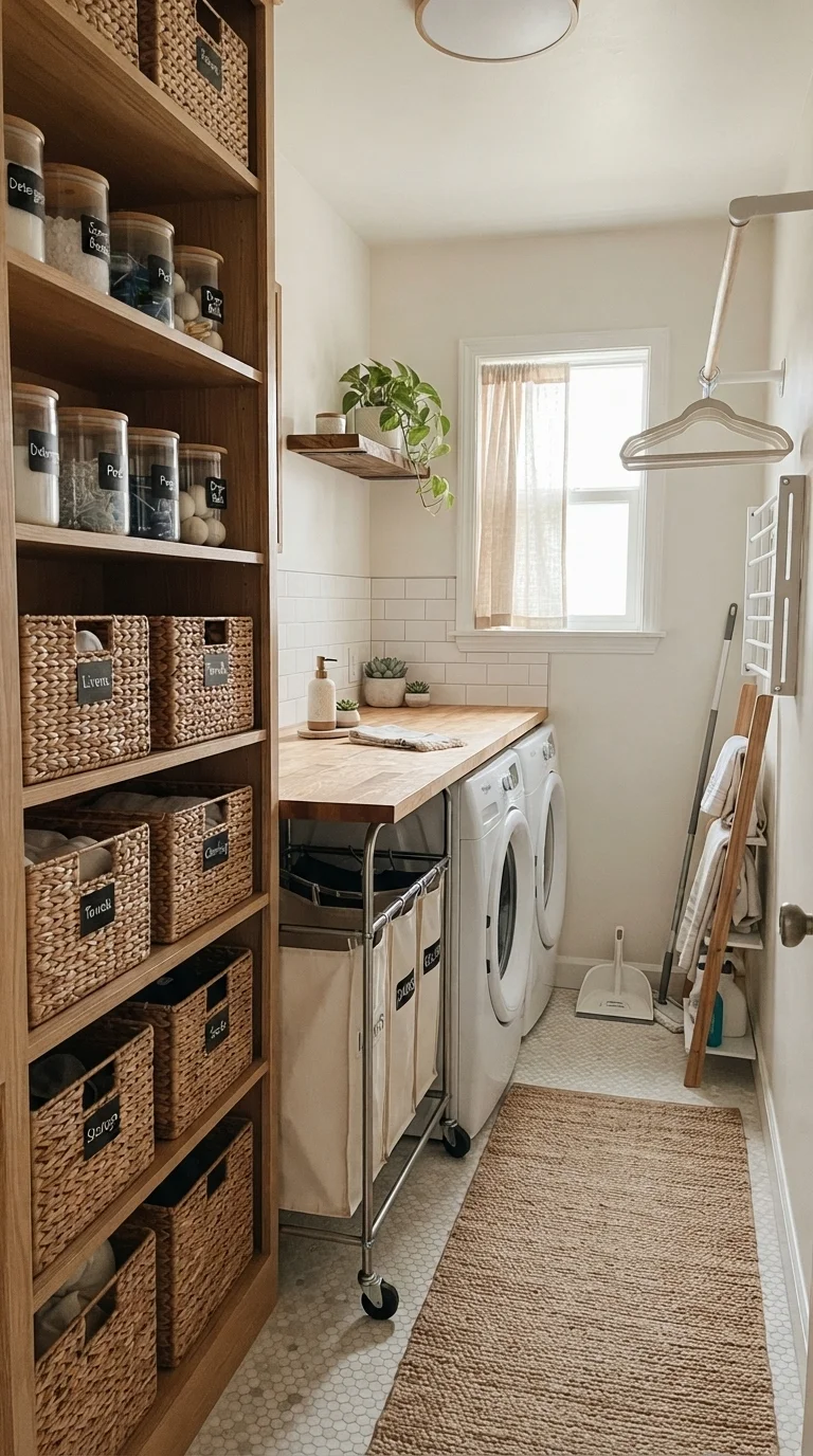 8 Laundry Room Remodel Ideas 2026 4. Vertical Storage Shelving Units