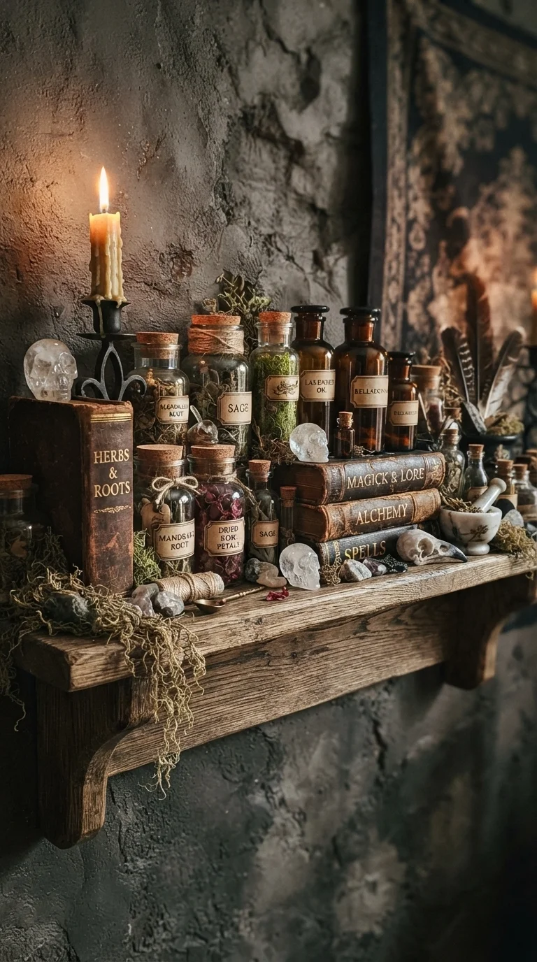 4. Vintage Apothecary Shelf Styling