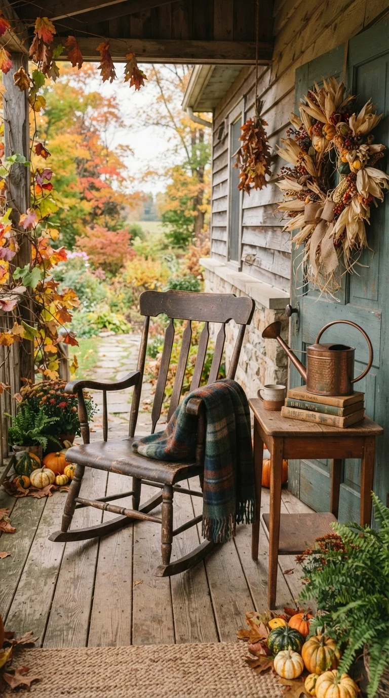 4. Vintage-Inspired Harvest Seating Area