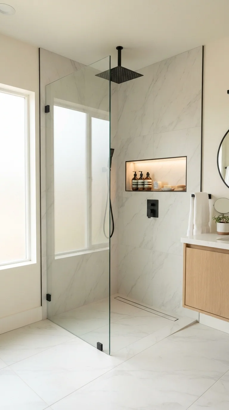 5. Floor-to-Ceiling Glass Shower Enclosures