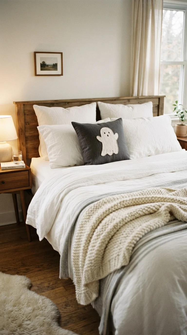 5. Ghostly Linen Throw Pillows for the Bedroom