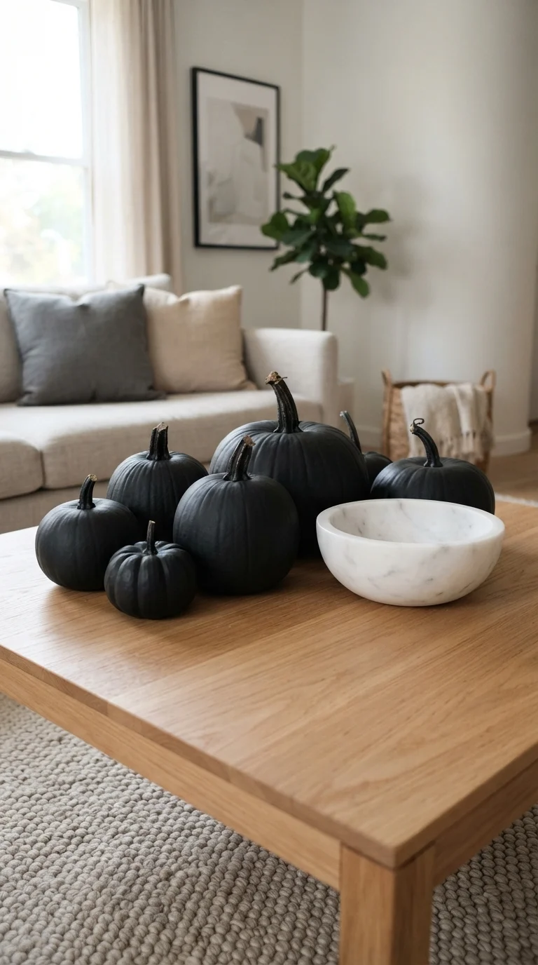 5. Hand-Painted Matte Black Pumpkins