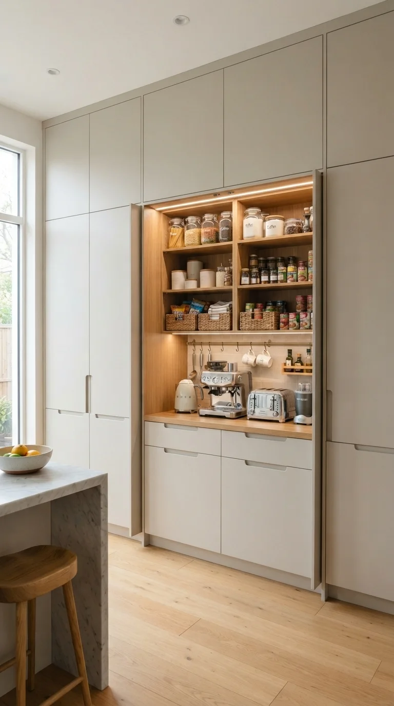 5. Hidden Pantry and Appliance Walls