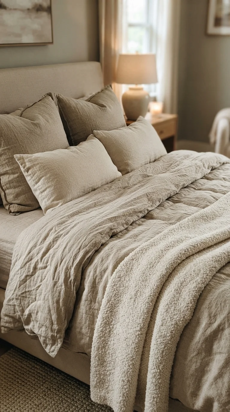 5. Layered Linen and Bouclé Fabrics