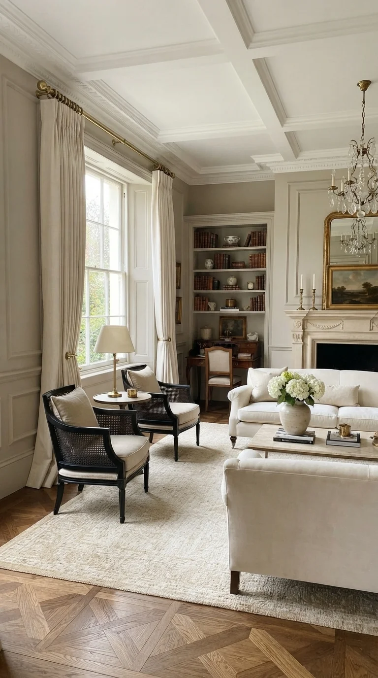 11 Cream Living Room Curtain Ideas 2026 5. Pinch Pleat Headings for Tailored Sophistication