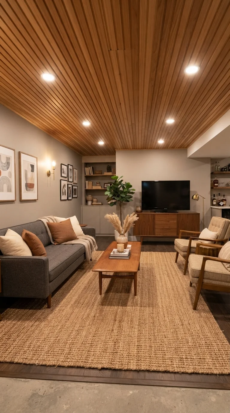 12 Basement Apartment Remodel Ideas 2026 5. Statement Ceiling Treatments