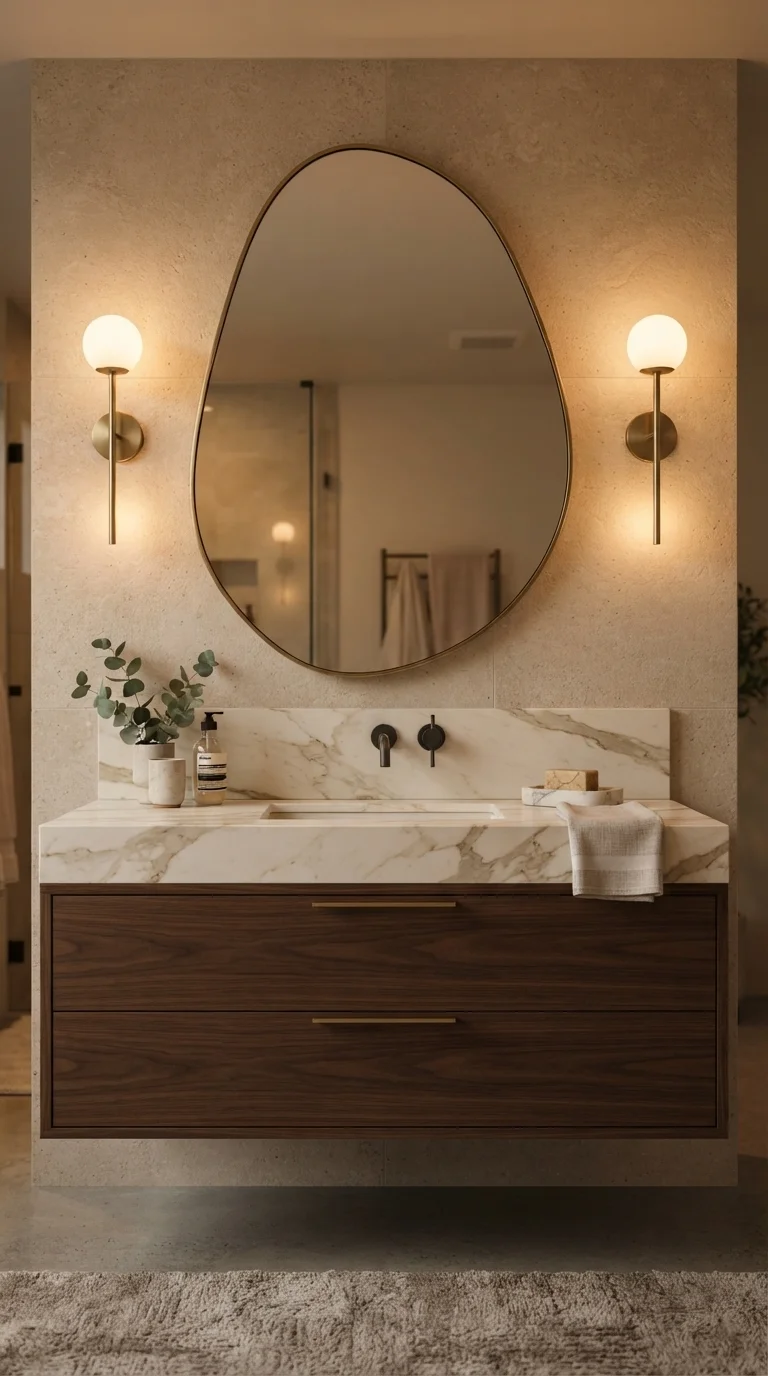 5. Statement Mirror and Lighting