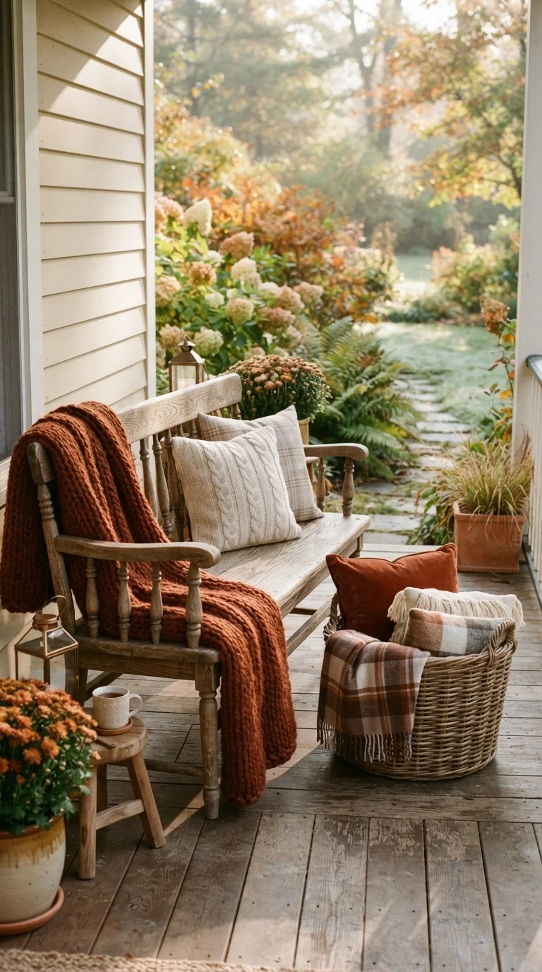 5. Textural Throw Blankets on Exterior Seating