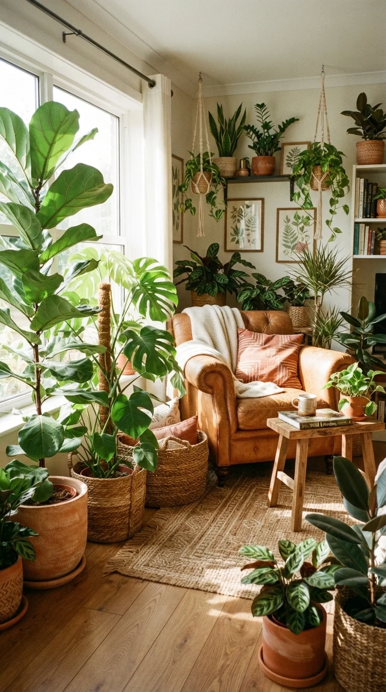 8 Modern Living Room Renovation Ideas 2026 6. Biophilic Design with Large-Scale Greenery