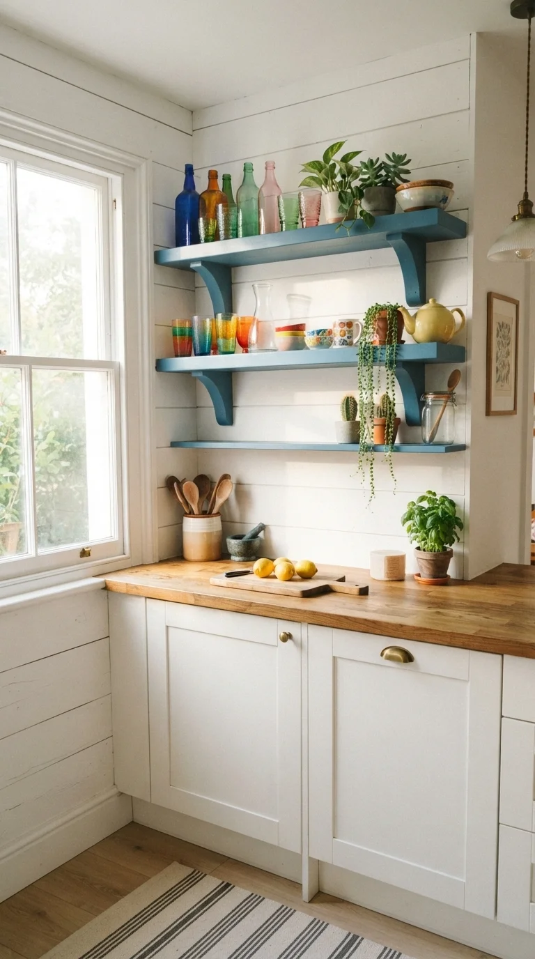 6. Cerulean Blue Open Shelving