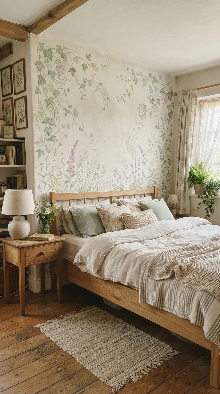 10 Bedroom Wall Decor Ideas 2026 Cottage Core 6. Hand-Painted Mural Accents