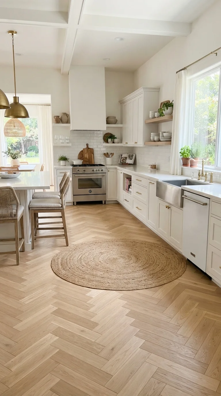 6. Herringbone Wood Flooring as a Design Anchor