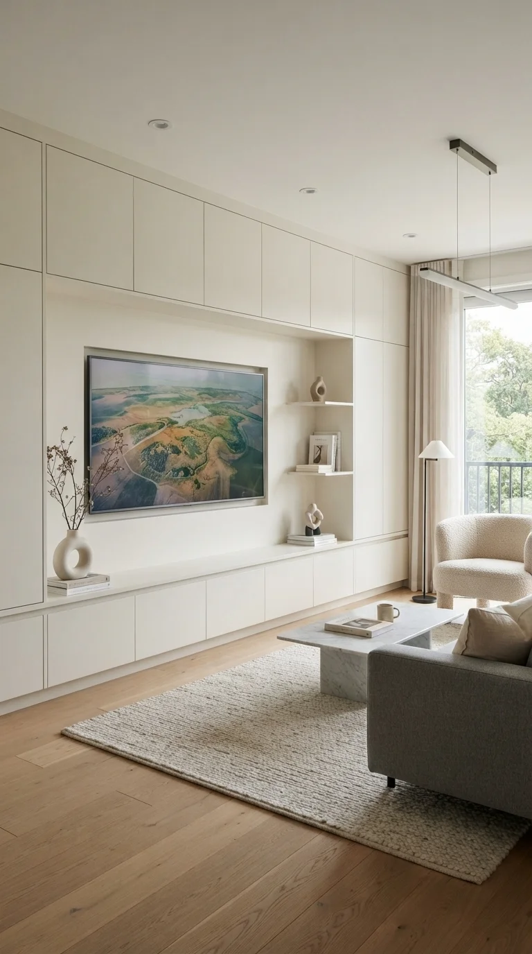 9 Modern Living Room Remodel Ideas 2026 6. Integrated Smart Storage Solutions