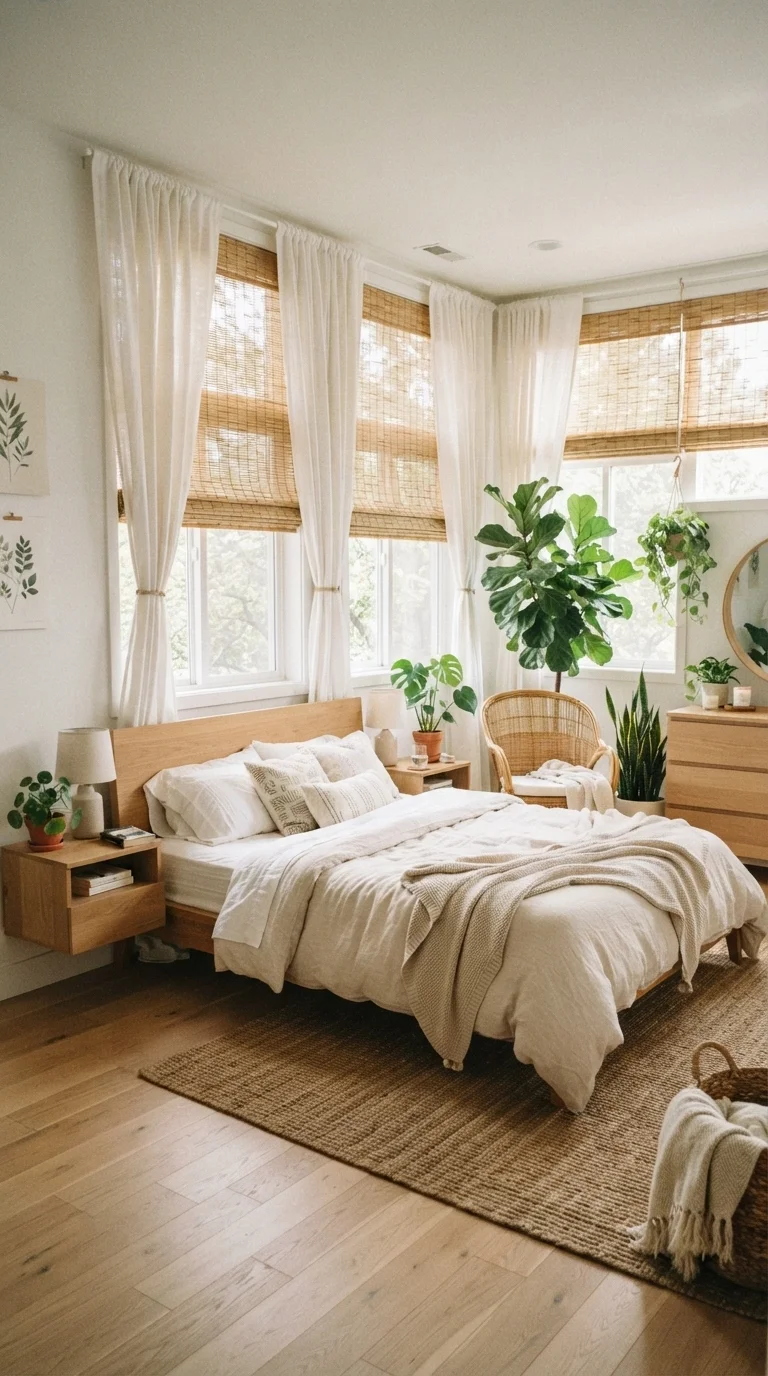 6. Natural Bamboo Roman Shades