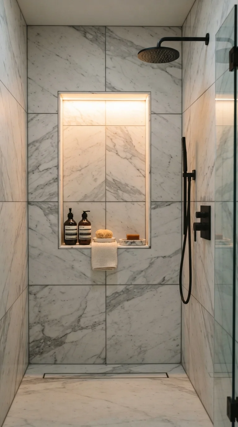 6. Strategic Recessed Niche Shelving