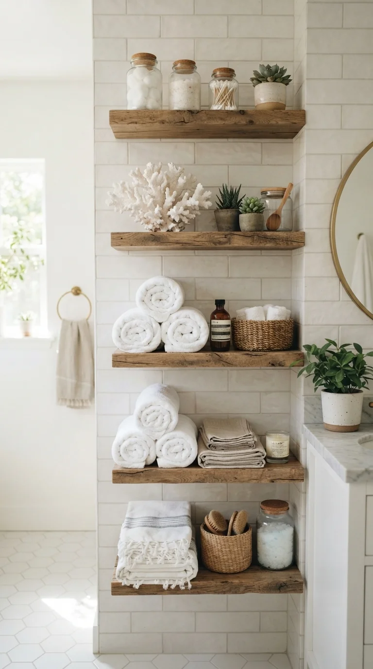 6. Style Open Shelving with Shells and Glass