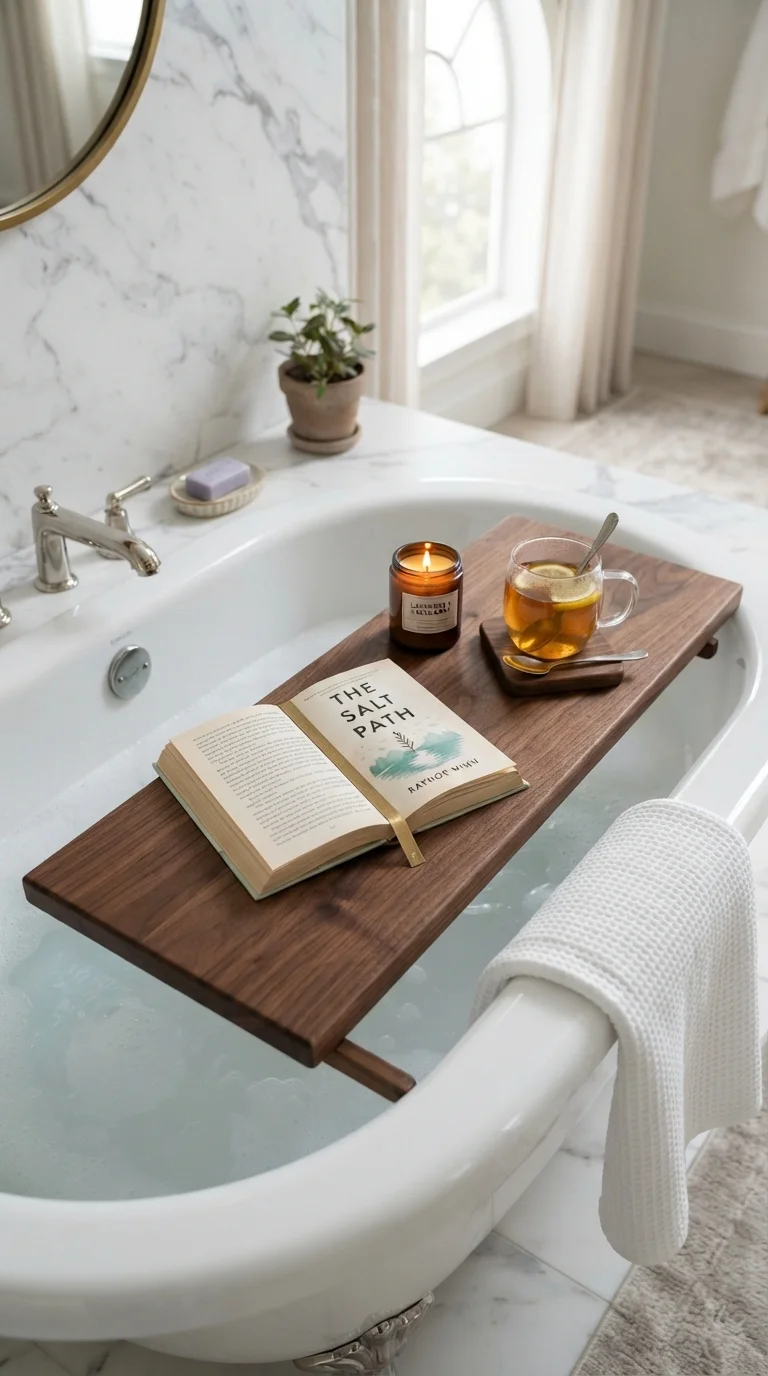 6. Use Dark Wood Trays for Organization