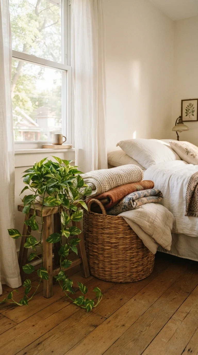 12 Summer Bedroom Decor Ideas 2026 Cozy Bedroom Inspo 6. Utilize Open Rattan Storage Baskets