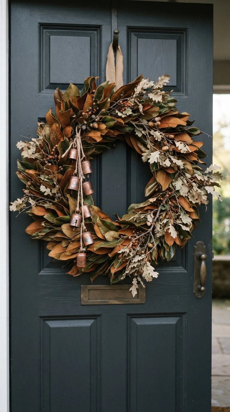 10 Fall Porch Decor Ideas 2026 6. Wreath Styling with Seasonal Foliage