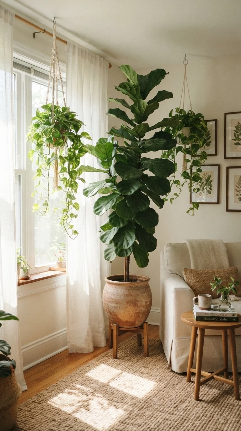 7. Biophilic Design Through Oversized Greenery