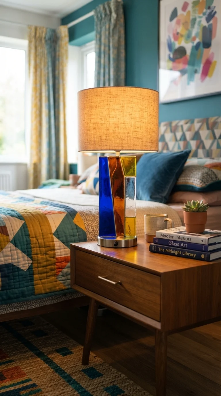 7. Color-Blocked Glass Table Lamps