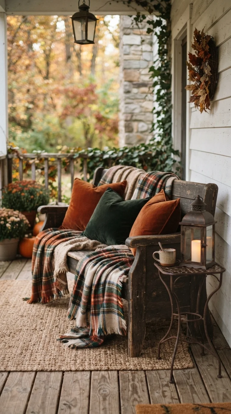 7. Cozy Seating with Plaid Textiles
