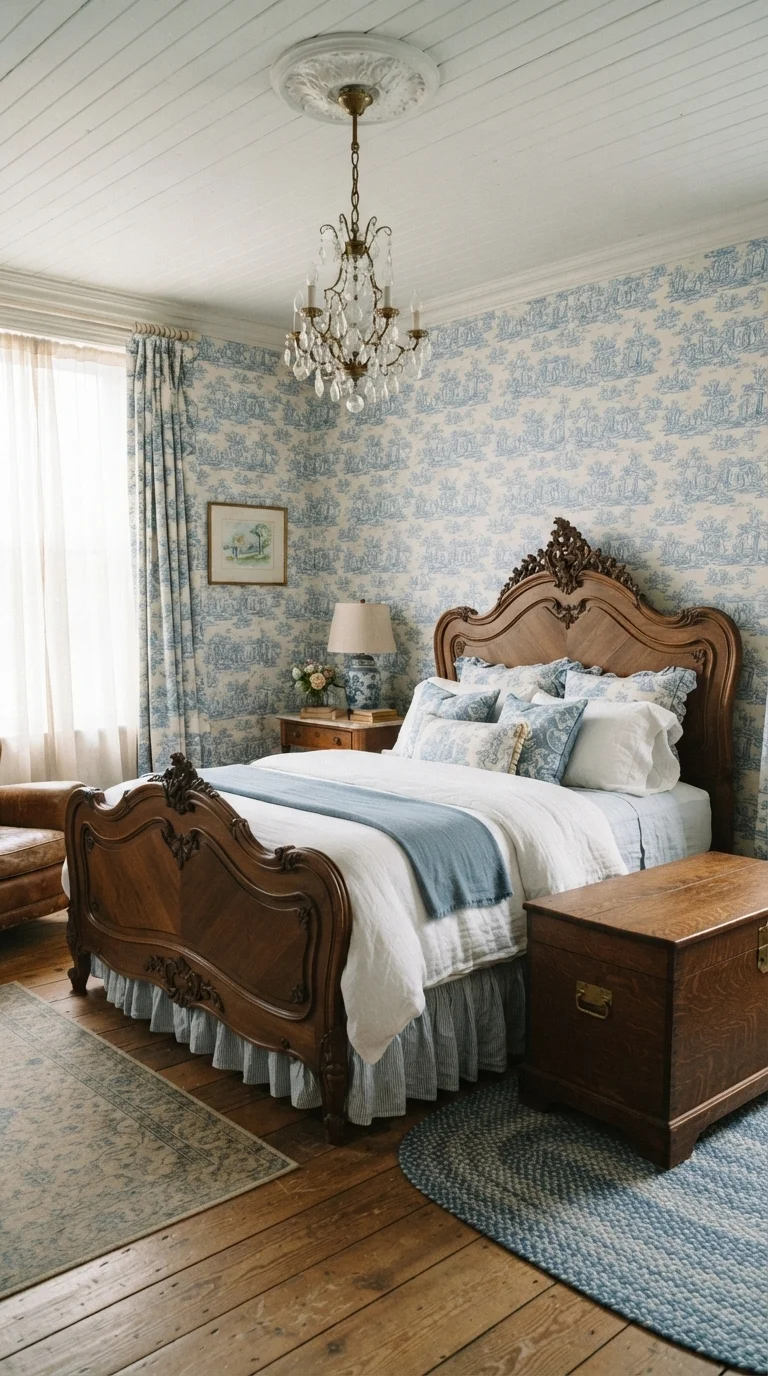 10 Vintage Bedroom Ideas 2026 Elegant Retro 7. French Provincial Sophistication with Ornate Woodwork