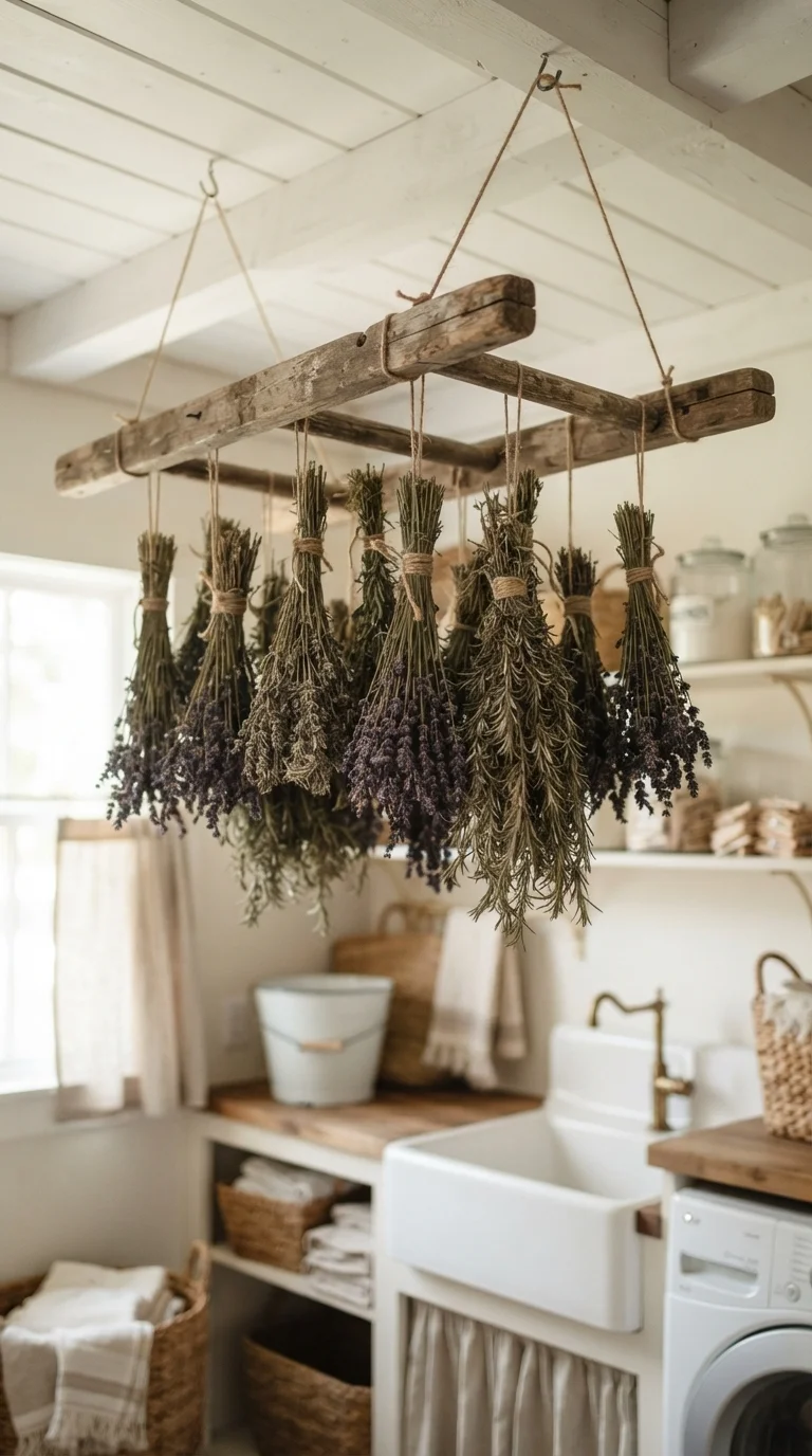 7. Hanging Dried Herb and Flower Bundles